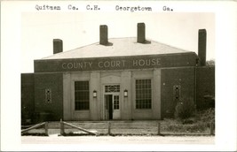 Vtg Postcard RPPC 1940s Georgetown Georgia GA Quitman County Court House UNP S21 - £11.17 GBP