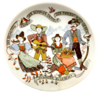 Vintage Jahreszeiten Design by Susanne Dolker German Folk Art Coaster 4&quot;... - $15.57