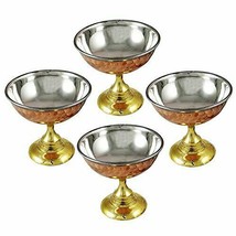 Steel Copper Ice Cream Cup Bowl with Stand Copper  Tableware for Dessert... - $57.41