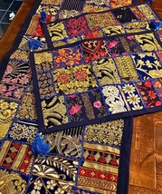 Gorgeous Handcrafted Gujarat Embroidered &amp; Jeweled Table Runner with 6 - $181.40 CAD