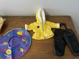 American Girl Doll Pleasant Co Yellow Ski Jacket Snow Suit Pant Boot Tube outfit - $24.70
