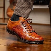 Bari Genuine Lizard Fashion Sneaker Dress Shoes Cognac image 7