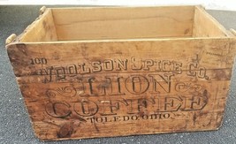 Antique Woolson Spice Co Lion Coffee 100 lb. Shipping Crate Box - $399.99