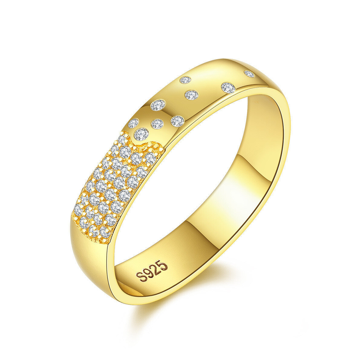 18k Gold Plated S925 Sterling Silver Ring with Moissanite SR0160