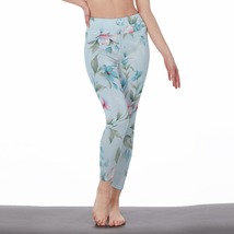 Shabby Chic Baby Blue Lillies Floral Women&#39;s Leggings Size S-5XL Available - £23.51 GBP