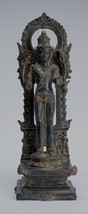 Ancien Indonésien Style Majapahit Debout Bronze Vishnu Statue - 24cm/10 &quot; - £784.01 GBP