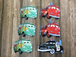 6 Piece Toy Car, Van, Police Car &amp; Fire Truck Iron-On Cotton Fabric Appliques - £4.70 GBP