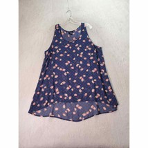 Torrid Tank Top Womens Size 1 Navy Floral Chiffon Sleeveless Round Neck Casual - £17.30 GBP
