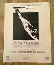 John Carpenter’s Prince of Darkness Boston 1987 Premiere Ticket Sheet WBCN Pass - $12.87