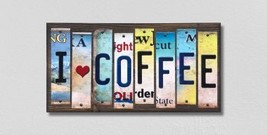 I Love Coffee License Plate Tag Strips Novelty Wood Signs - £43.76 GBP