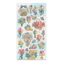 FLOWER STICKERS Craft Scrapbook Sticker Sheet Kawaii Colorful Floral Bou... - $2.49