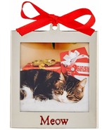 Lenox 870948 Meow Cat Silver-Plated Photo Ornament Frame w/ Red Bow 2.78... - $7.44
