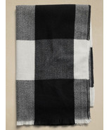 Banana Republic Mens Cozy Comfy Soft &amp; Warm Rich Black Plaid Scarves 74&quot;... - $25.78 CAD