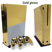 For Xbox One S Gold Glossy Console &amp; 2 Controllers Decal Vinyl Skin Wrap - $14.39