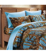 FULL SIZE POWDER BLUE CAMO SHEETS PILLOWCASE SET! 6 PC CAMOUFLAGE LIGHT ... - $53.57 CAD