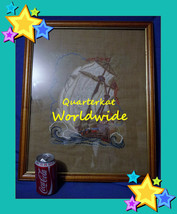 Vintage Pictures Ships Embroidery Tapestry Needlework Sewing Tapestries Large - $46.27