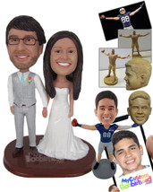 Personalized Bobblehead Cheerful Wedding Couple Holding Hands - Wedding &amp; Couple - £122.75 GBP