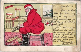 Santa Claus in Workshop Making Toys Letter to Children Christmas Postcard Y2 - £3.95 GBP