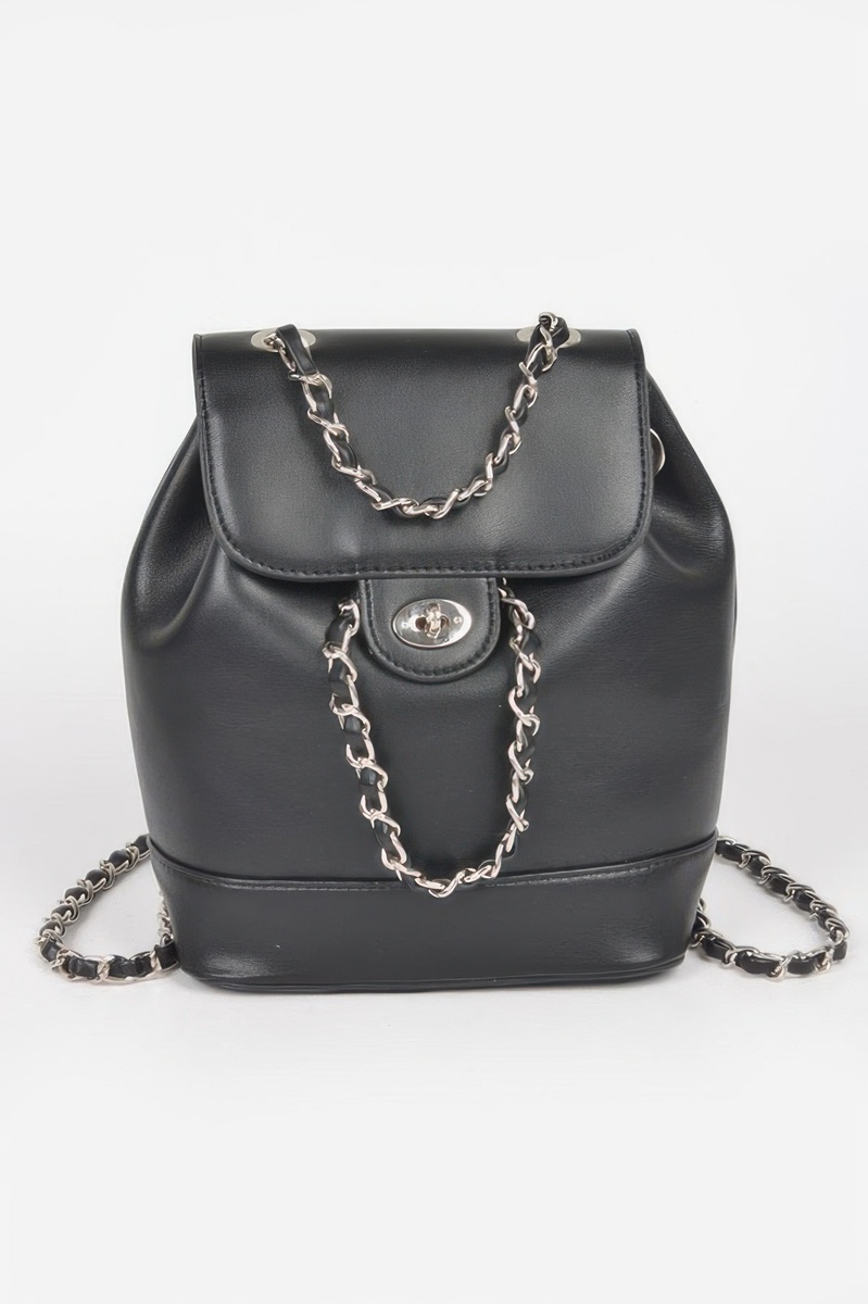 Faux Leather Flap Backpack (Black) - $29.99
