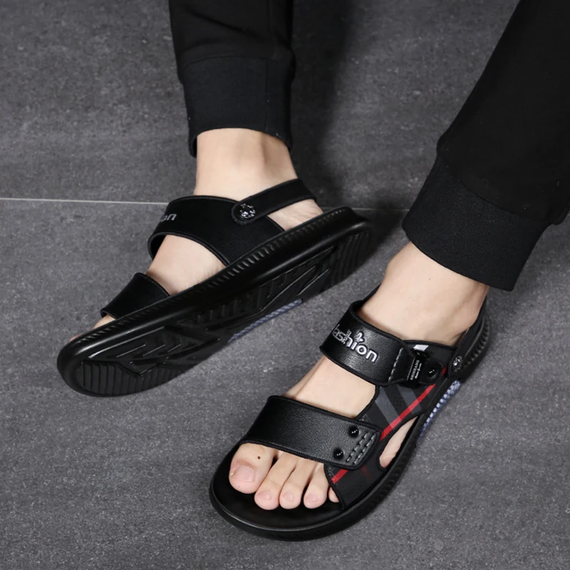 2024 Summer Leather Sandals For Men Outdoor  Beach Shoes Flip Flops Fashion Shoe - $107.15