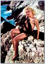 Sexy woman girl Blonde Postcard Risque Pinup bikini rocks ocean beach - £10.13 GBP