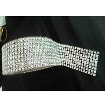 1.55&quot; 10FT 8rows Silver Diamond Sparkle Rhinestone Wrap Ribbon Wedding  Decor - £4.68 GBP