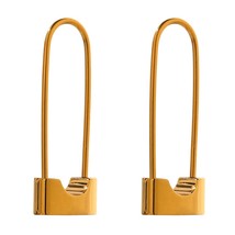 Chic Lock Hoop Earrings Fashion Stainless Steel Metal Texture Temperament Trendy - £10.06 GBP