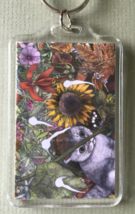 Large Cat Art Keychain - Lily and the Sunflower - $8.00