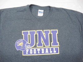 University of Northern Iowa UNI Panthers Football T-Shirt Gray XL Purple &amp; Gold - £7.39 GBP