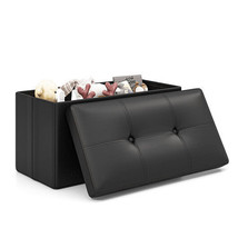 Upholstered Rectangle Footstool with PVC Leather Surface and Storage Function-B - £75.20 GBP