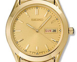 Seiko Men&#39;s SGFA02 Gold-Tone Stainless Steel Day Date Strech Band Dress ... - £87.28 GBP