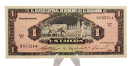 El Salvador Banknote P-105 1 Colon 1964 ~ Circulated Crispy - £108.35 GBP