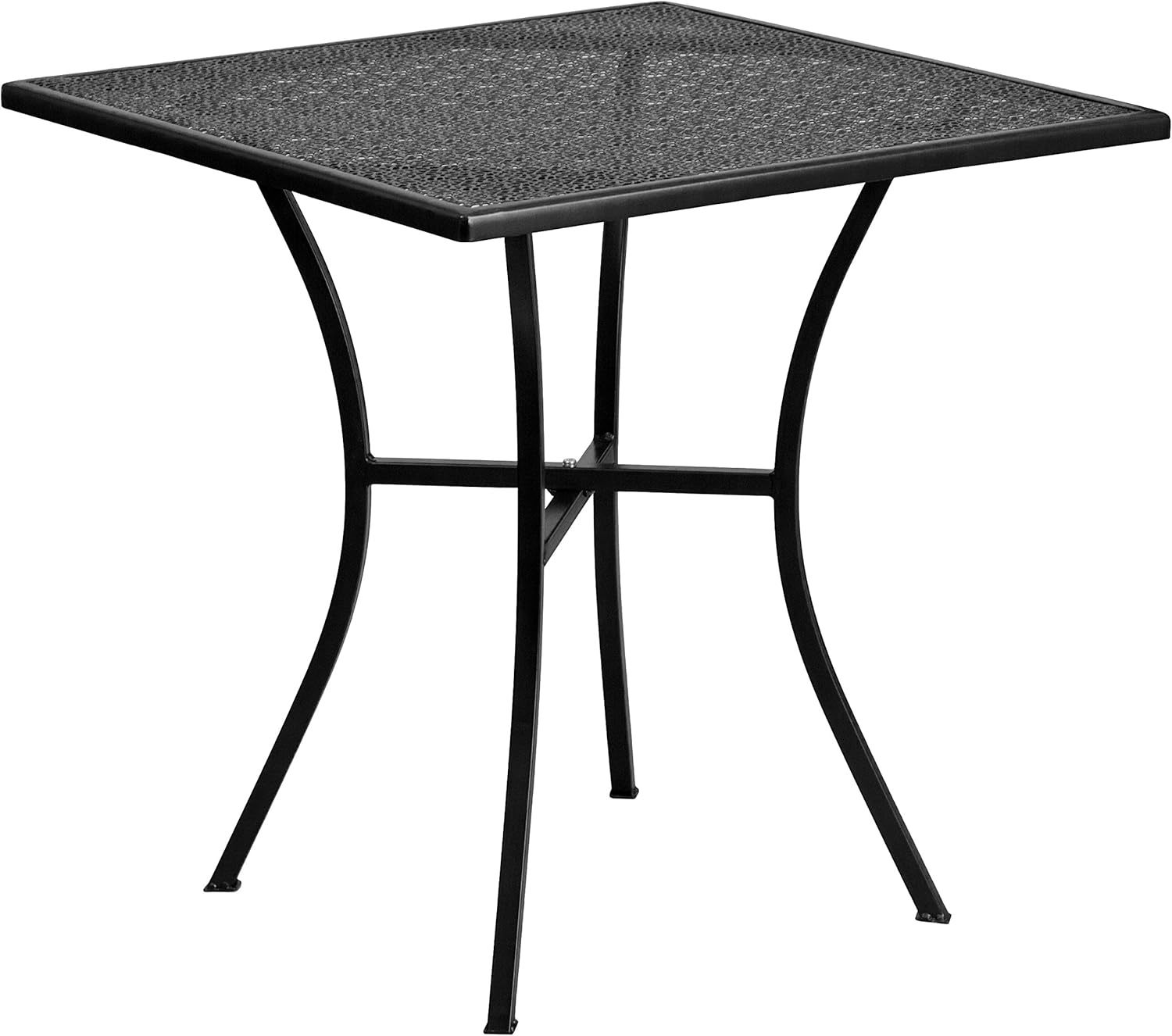 Flash Furniture Oia 28 Commercial Grade Steel Patio Table, Modern Square... - £116.60 GBP
