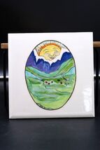 Vtg Ceramic Hand Painted Tile Trivet Valley Mountain Scene Initialed Cor... - $24.99