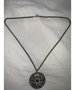 Large Black Goldtone Rhinestone Pendant Purple and Chain Necklace - $17.44 CAD