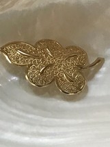 Vintage Large Goldtone Curlicue Openwork LEAF Pin Brooch – 2 and 7/8th’s x 1 and - £6.04 GBP