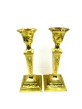 Vintage Solid Brass Candlestick Holder Laquered 2pcs. made in India - £34.91 GBP