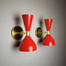 Italian Wall Sconce Pair Of Mid Century Diabolo Light Handmade Christmas Gift - £141.20 GBP