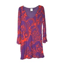 Nicole Miller Womens Purple Red Long Sleeves V-Neck Lined Shift Dress Si... - £15.01 GBP