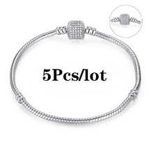 5pcs/lot Snake Chain Safety Clasp European Brand Bracelet Fit DIY Charm Bracelet - £16.45 GBP
