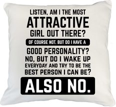 Make Your Mark Design Attractive? No. Sarcastic White Pillow Cover for S... - £19.37 GBP+