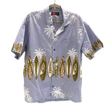 Mens Hawaiian Surfboard Print Blue Short-Sleeve Shirt Ali'i Fashions 2X - $28.80