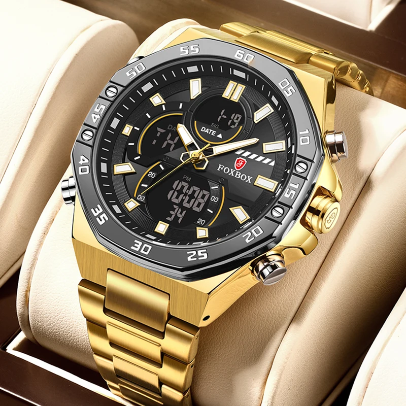 Dual Display Watches For Men Fashion Business Waterproof Watch Men Top B... - £48.48 GBP