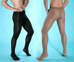 Men Velvet 80D Sexy Pantyhose Elastic Stockings &amp; Crotch Easy Open Underwear - £9.38 GBP