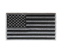 BLACK and GRAY American Flag 4&quot; x 2.2&quot; iron on patch (4953) (C3) - £5.80 GBP