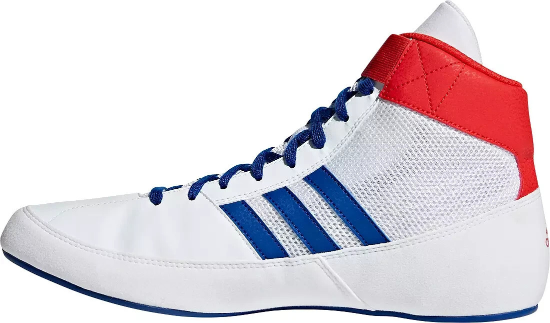 Adidas G25909 HVC Youth Kids Size 4.5 Wrestling Shoes White w/ Blue Stripes Item image 2