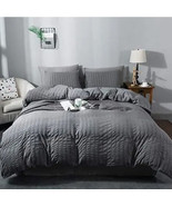 AveLom Seersucker Duvet Cover Set Queen Size 90 x 90 inches (3 Pieces) (... - $21.55 CAD
