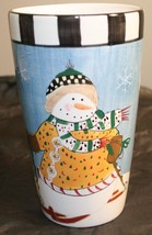 Sakura  Coffee Tea Mug 16 oz   Christmas Snowman Skiing - £6.55 GBP