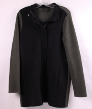 Ann Taylor  Top Women&#39;s Med Zip Up Cardigan Sweater Jacket Top Black  gray - £14.20 GBP