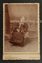 1893 antique NENA ANNIE HARVEY hillsboro il PHOTO cute child umbrella rocker  - £53.99 GBP
